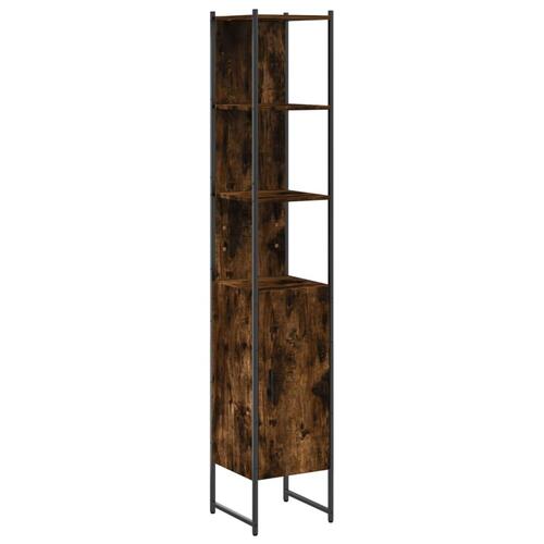 Badeværelsesskab 33x33x185,5 cm konstrueret træ røget egetræ