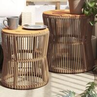 Haveborde 2 stk. med træplade polyrattan beige