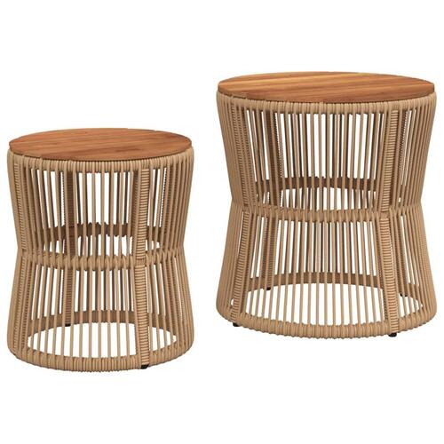 Haveborde 2 stk. med træplade polyrattan beige