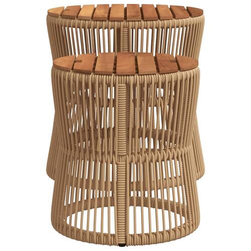 Haveborde 2 stk. med træplade polyrattan beige
