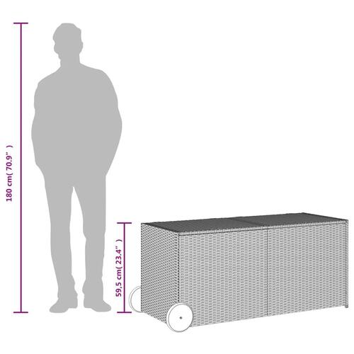 Opbevaringsboks med hjul 283 l polyrattan brun