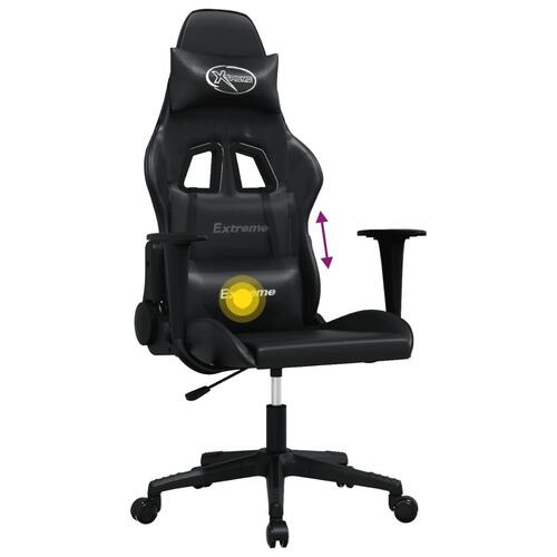 Gamingstol med massagefunktion kunstlæder sort