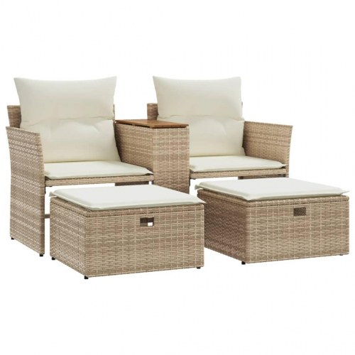 2-personers havesofa med skamler og bord - beige