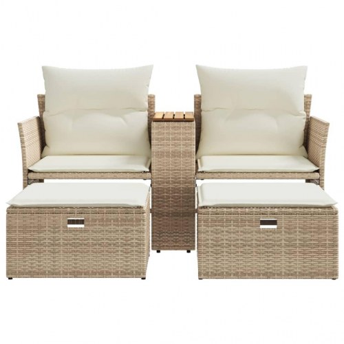 2-personers havesofa med skamler og bord - beige