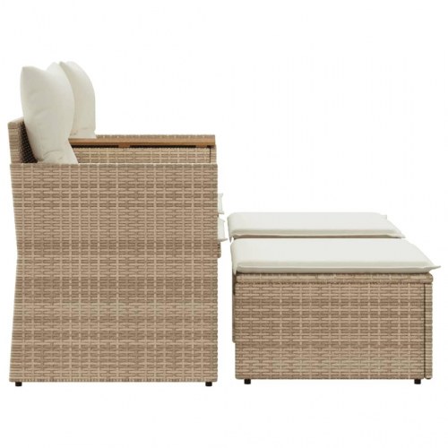 2-personers havesofa med skamler og bord - beige