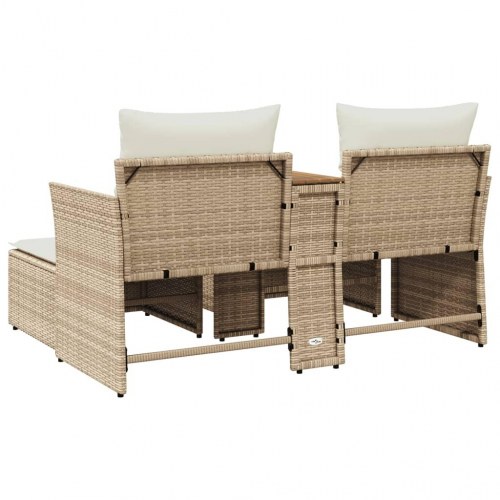 2-personers havesofa med skamler og bord - beige