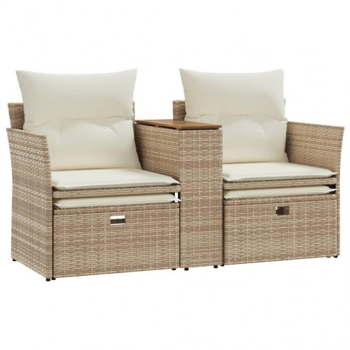 2-personers havesofa med skamler og bord - beige