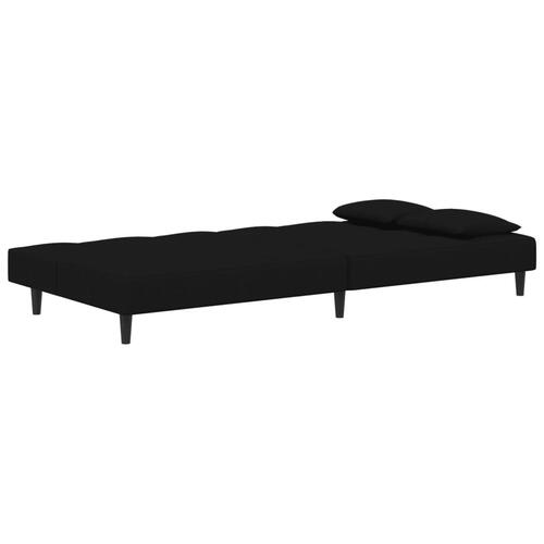 2-personers sovesofa med 2 puder fløjl sort