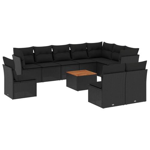 Sofasæt til haven 11 dele med hynder polyrattan sort