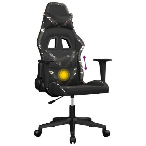 Gamingstol m. massagefunktion kunstlæder sort og camouflage