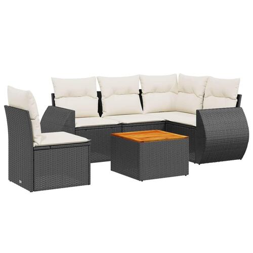 Sofasæt til haven 6 dele med hynder polyrattan sort
