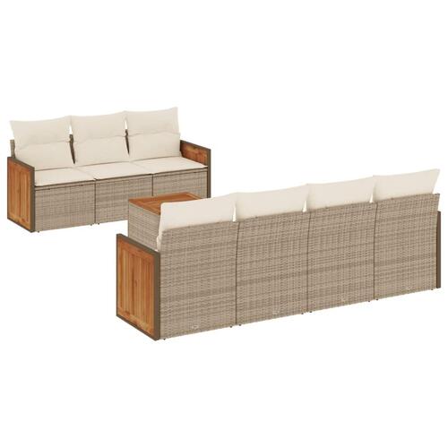 Sofasæt til haven 8 dele med hynder polyrattan beige