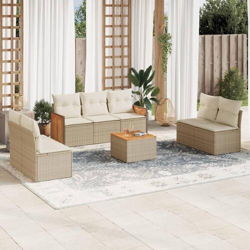 Sofasæt til haven 8 dele med hynder polyrattan beige