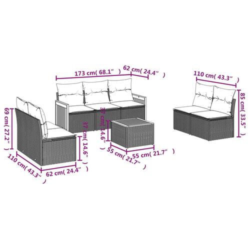 Sofasæt til haven 8 dele med hynder polyrattan grå