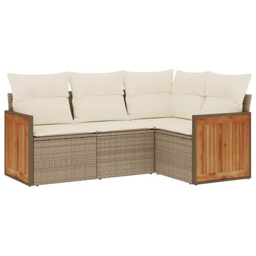 Sofasæt til haven 4 dele med hynder polyrattan beige