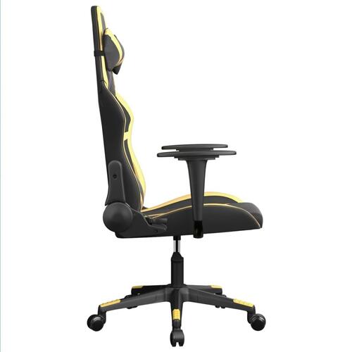 Gamingstol m. massagefunktion kunstlæder sort guldfarvet