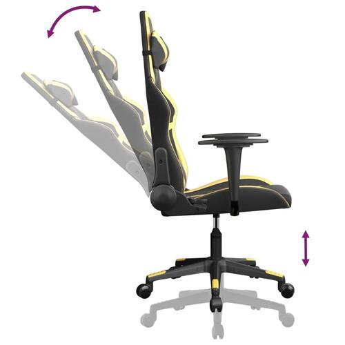 Gamingstol m. massagefunktion kunstlæder sort guldfarvet