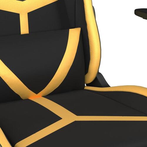 Gamingstol m. massagefunktion kunstlæder sort guldfarvet