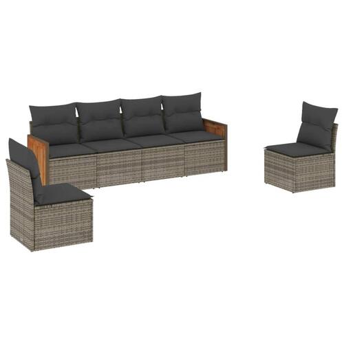 Sofasæt til haven 6 dele med hynder polyrattan grå