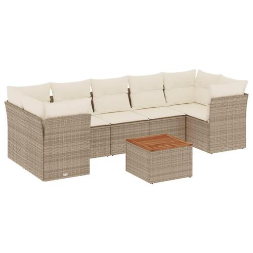 Sofasæt til haven 8 dele med hynder polyrattan beige