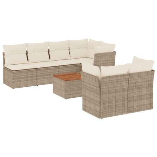 Sofasæt til haven 8 dele med hynder polyrattan beige