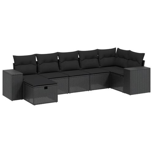 Sofasæt til haven 8 dele med hynder polyrattan sort