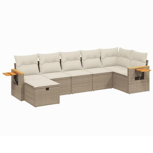 Sofasæt til haven 7 dele med hynder polyrattan beige