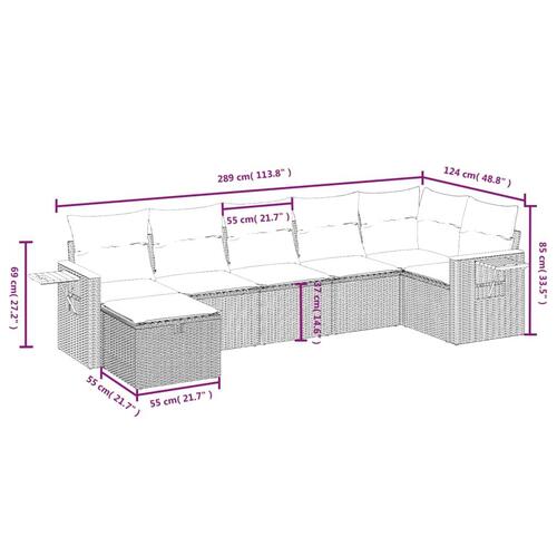 Sofasæt til haven 7 dele med hynder polyrattan beige