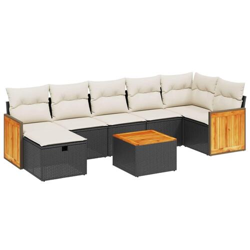 Sofasæt til haven 8 dele med hynder polyrattan sort