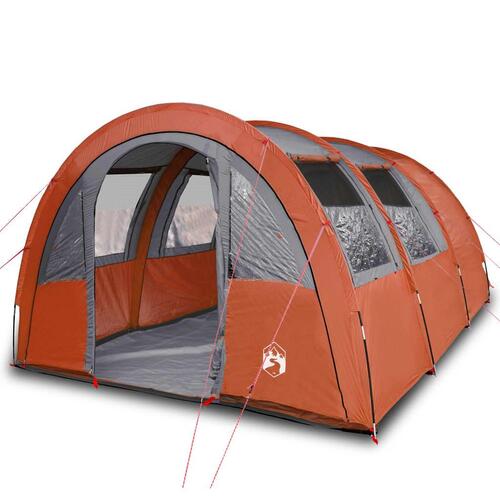 4-personers campingtelt vandafvisende grå og orange