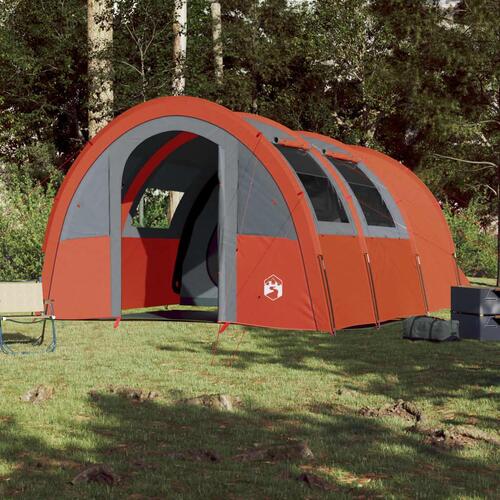 4-personers campingtelt vandafvisende grå og orange