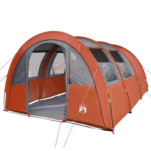 4-personers campingtelt vandafvisende grå og orange