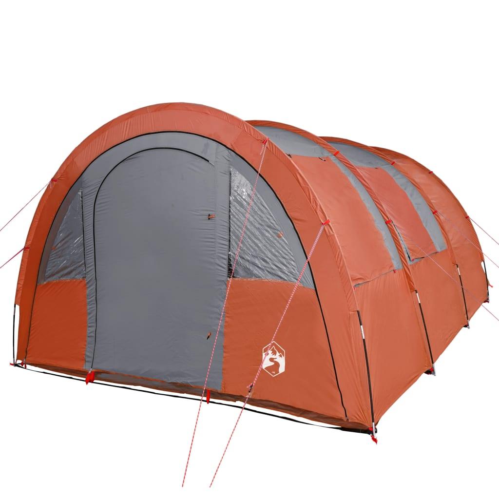 4-personers campingtelt vandafvisende grå og orange