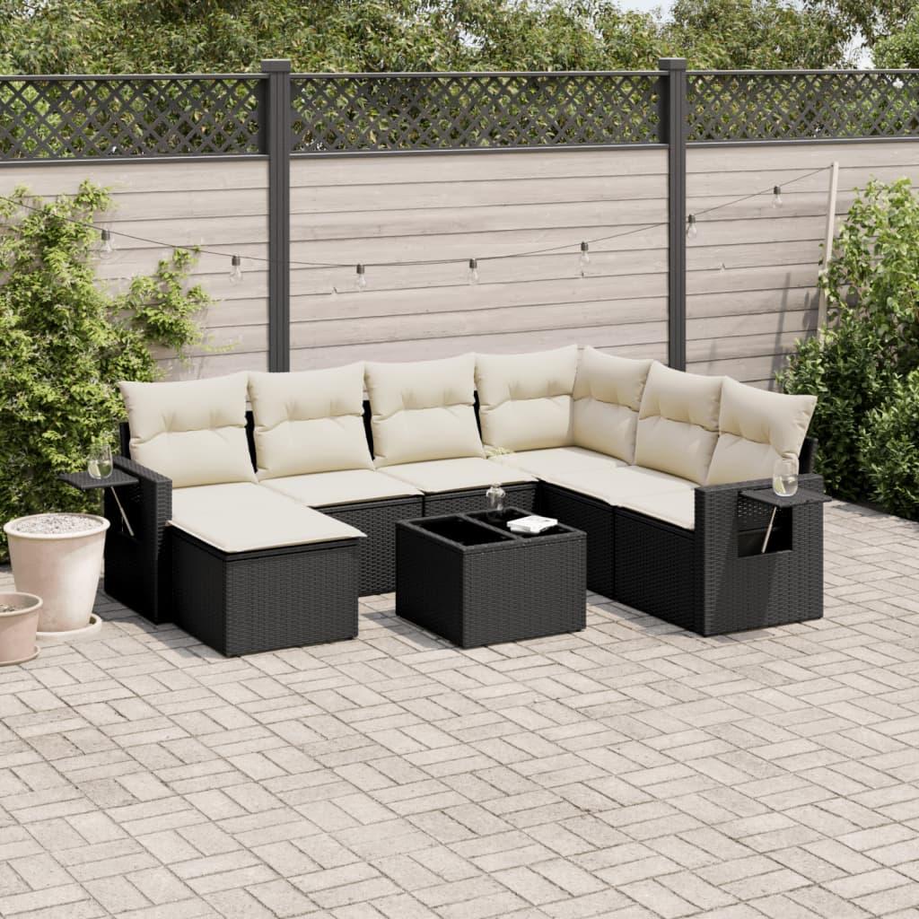 Sofasæt til haven 8 dele med hynder polyrattan sort billede