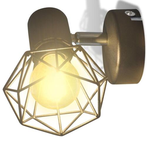 Væglamper 2 stk. med LED-pærer industriel stil sort