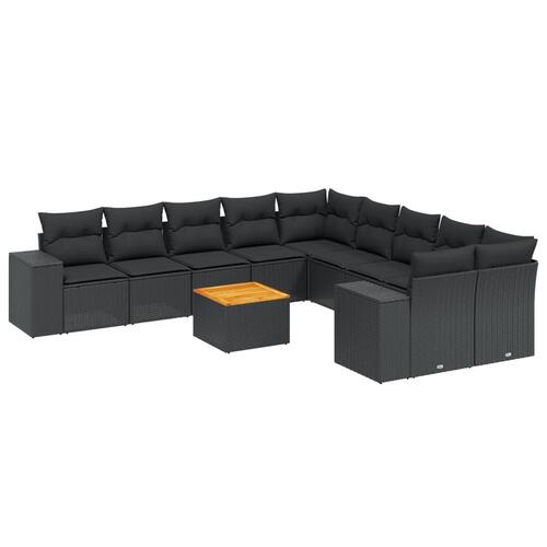 Sofasæt til haven 11 dele med hynder polyrattan sort
