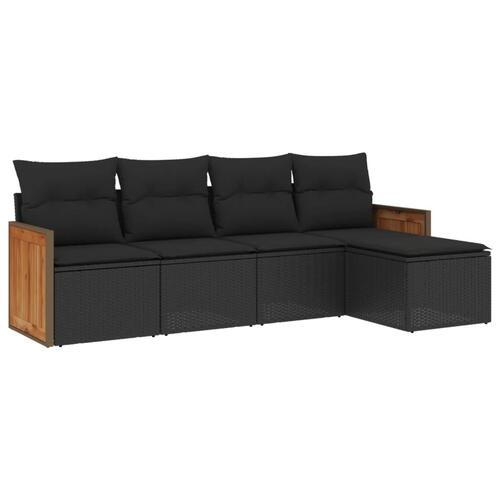 Sofasæt til haven 5 dele med hynder polyrattan sort