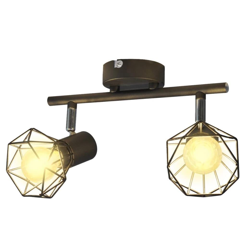 Spotlight med 2 LED-pærer industriel stil sort