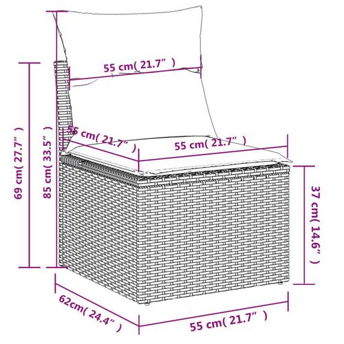 Havesofasæt 11 dele med hynder polyrattan beige