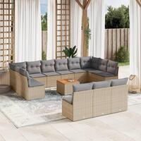 Sofasæt til haven 14 dele med hynder polyrattan beige
