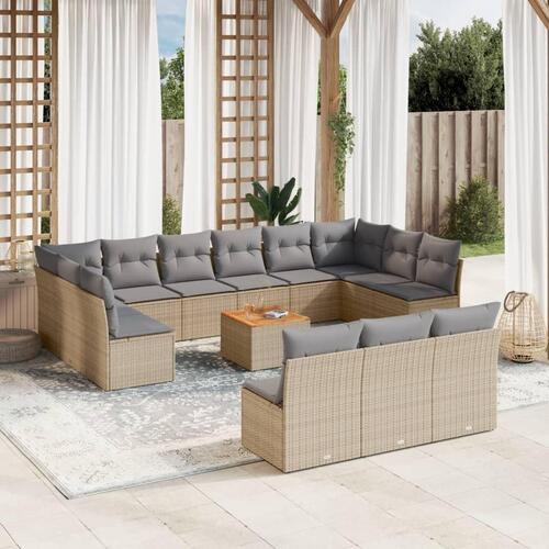 Sofasæt til haven 14 dele med hynder polyrattan beige