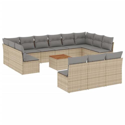 Sofasæt til haven 14 dele med hynder polyrattan beige