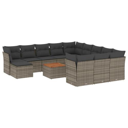 Sofasæt til haven 13 dele med hynder polyrattan grå