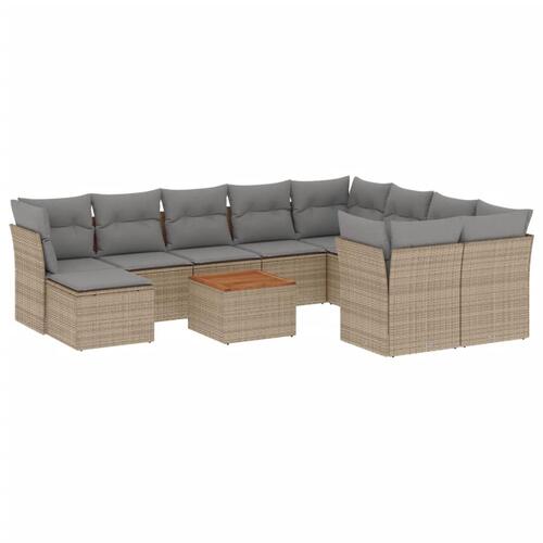 Sofasæt til haven 11 dele med hynder polyrattan beige