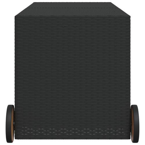 Opbevaringsboks med hjul 283 l polyrattan sort