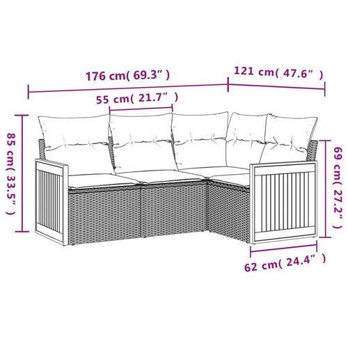 Sofasæt til haven 4 dele med hynder polyrattan grå