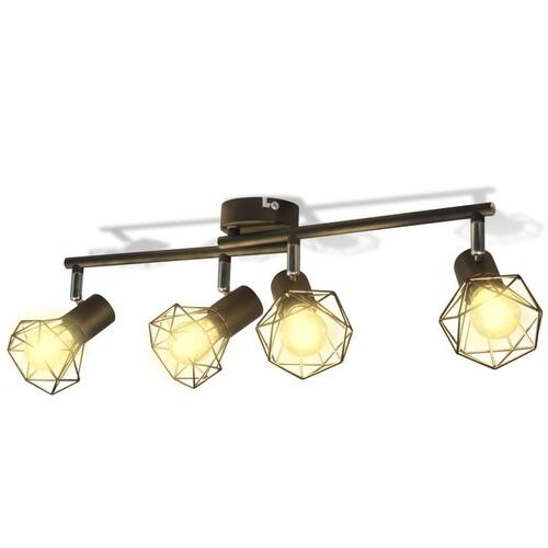 Spotlight med 4 LED-pærer industriel stil sort