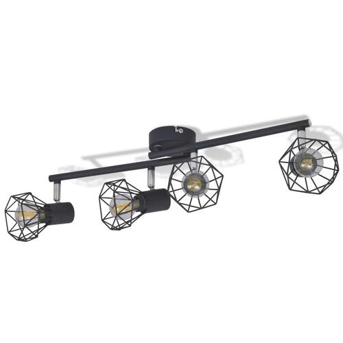 Spotlight med 4 LED-pærer industriel stil sort