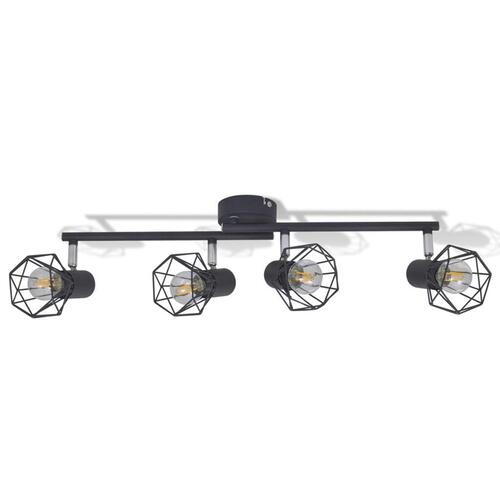 Spotlight med 4 LED-pærer industriel stil sort