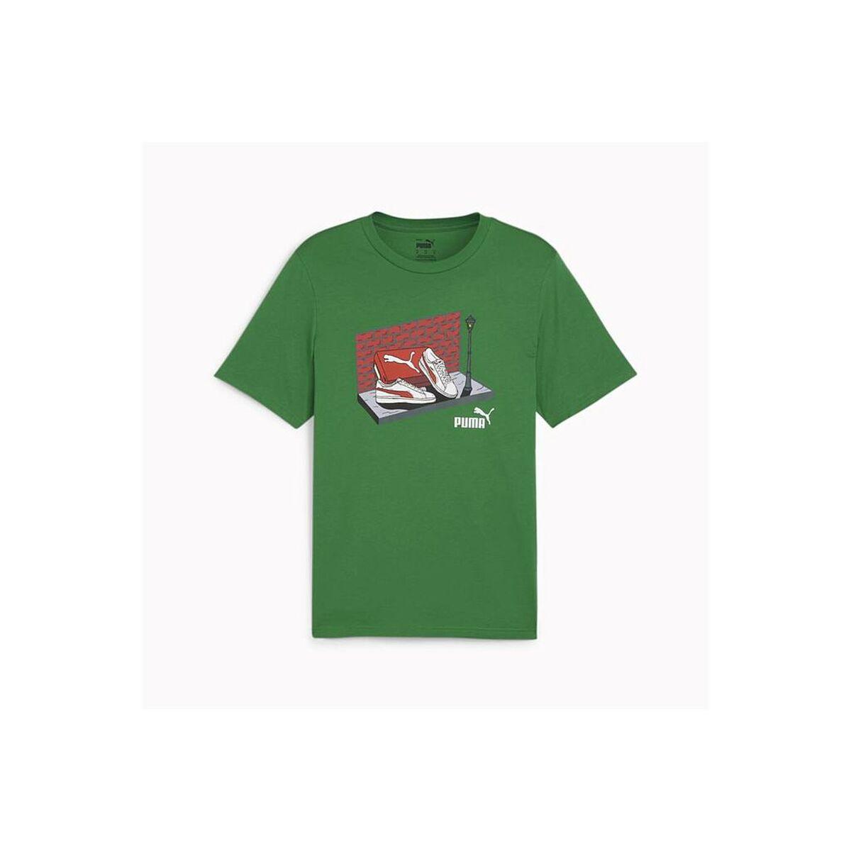 Kortærmet T-shirt til Mænd Puma SNEAKER BOX TEE 680175 86 Grøn M